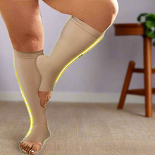 Load image into Gallery viewer, Plus sized Open Toe Compression Socks