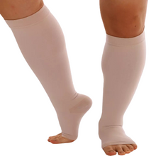 Load image into Gallery viewer, Plus sized Open Toe Compression Socks