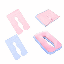 Load image into Gallery viewer, Pink and blue two-tone Full Body Pillow Case flat and fitted views