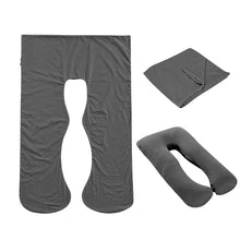 Load image into Gallery viewer, Grey Full Body Pillow Case flat lay, folded and fitted views