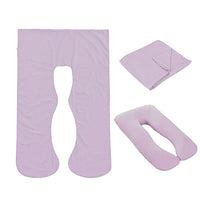 Lilac Full Body Pillow Case flat lay, folded and fitted views