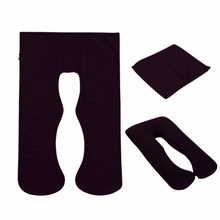 Load image into Gallery viewer, Dark plum Full Body Pillow Case flat lay, folded and fitted views