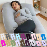 Pregnant woman resting on grey Full Body Pillow Case with colour swatch grid below