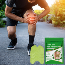 Load image into Gallery viewer, Man gripping painful knee outdoors beside green Knee Joint Pain Relief Patch packaging