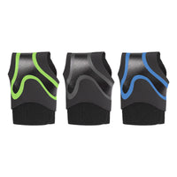 Three Plantar X Wrap ankle wraps in green, grey, and blue colour variants
