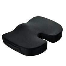 Load image into Gallery viewer, Black coccyx cushion for tailbone pain, angled front view