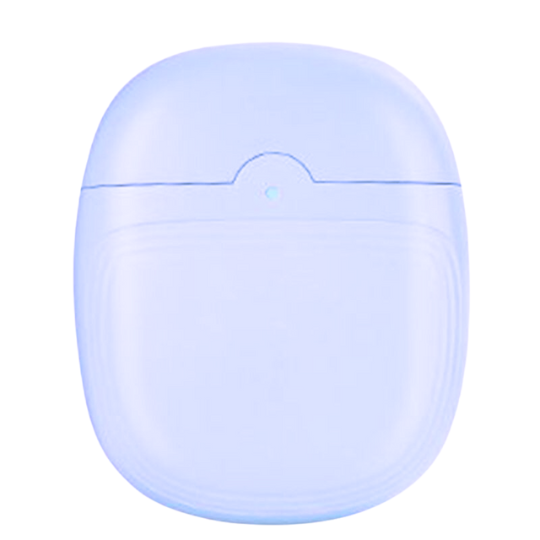 Lavender blue electric nail clipper case front view with LED indicator on a white background