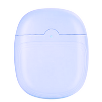 Lavender blue electric nail clipper case front view with LED indicator on a white background