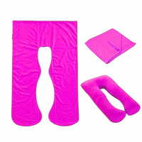 Hot pink Full Body Pillow Case flat lay, folded and fitted views