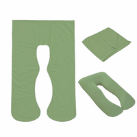 Sage green Full Body Pillow Case flat lay, folded and fitted views