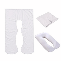 White Full Body Pillow Case flat lay, folded and fitted views