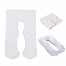 Load image into Gallery viewer, White Full Body Pillow Case flat lay, folded and fitted views
