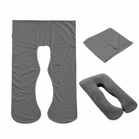 Dark grey Full Body Pillow Case flat lay, folded and fitted views