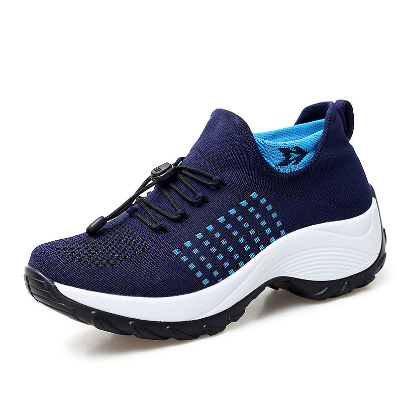 Navy blue Orthopaedic Comfort Shoes for Women three-quarter view white background