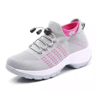 Grey and pink Orthopaedic Comfort Shoes for Women three-quarter view white background