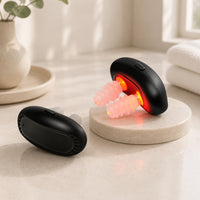 Red light nasal therapy device silicone probe inserts close-up showing dual-channel 650nm red light emission
