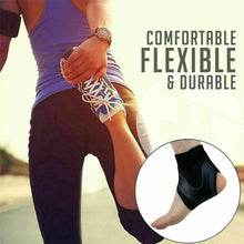 Load image into Gallery viewer, Female runner stretching outdoors with Plantar X Wrap inset and comfortable flexible durable text
