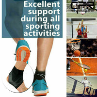 Infographic showing ankle wrap suits football volleyball basketball tennis and running activities