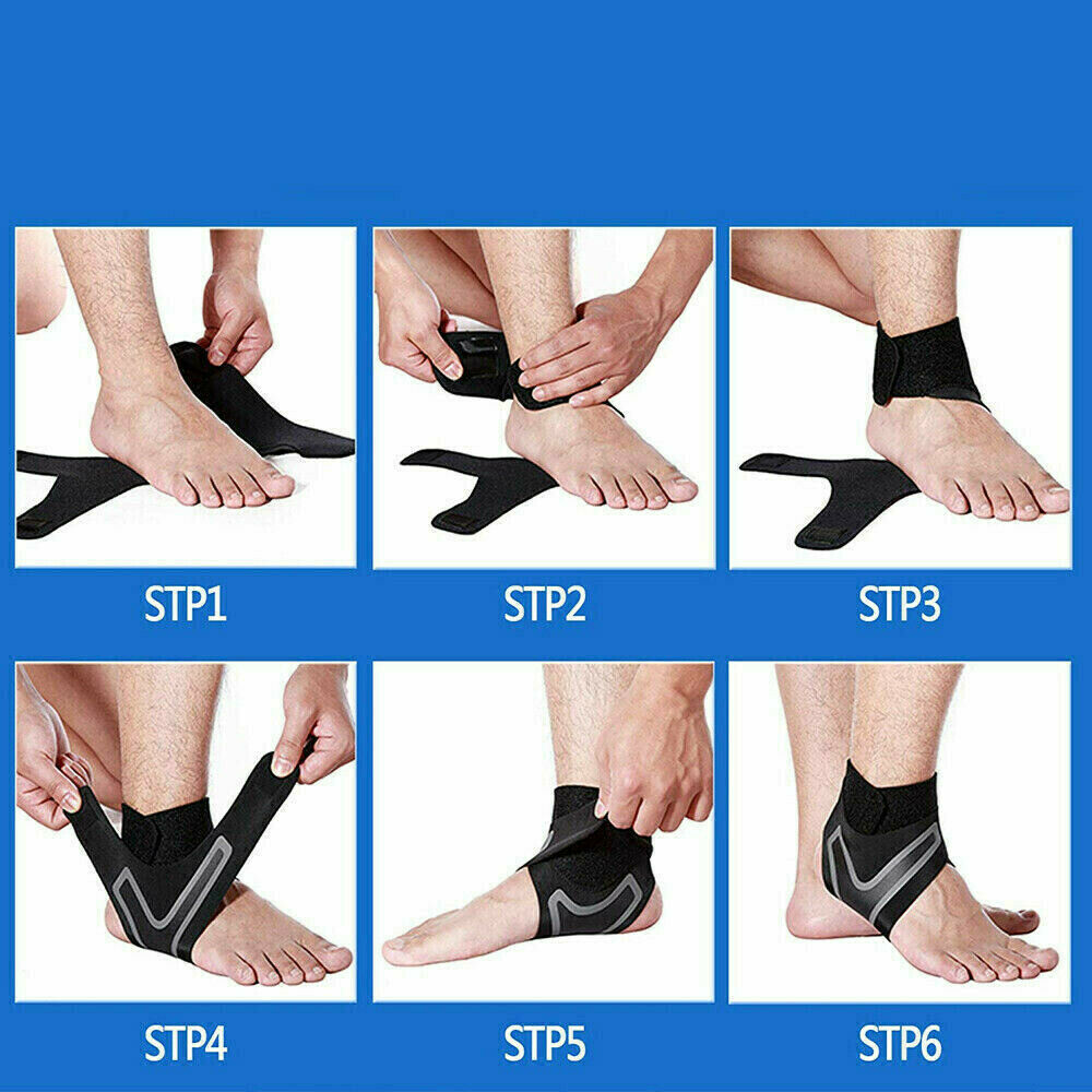Black and yellow Plantar X Wrap ankle wrap with ankle pain imagery and sport insets